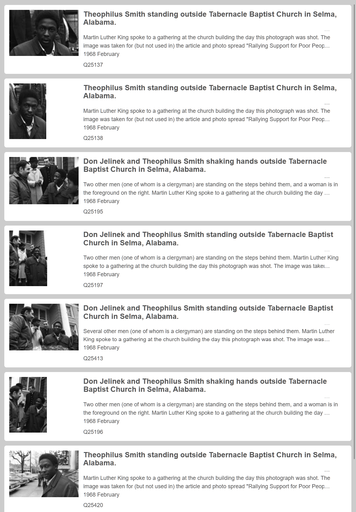 Photos and Captions of Theophilus Smith from February 1968